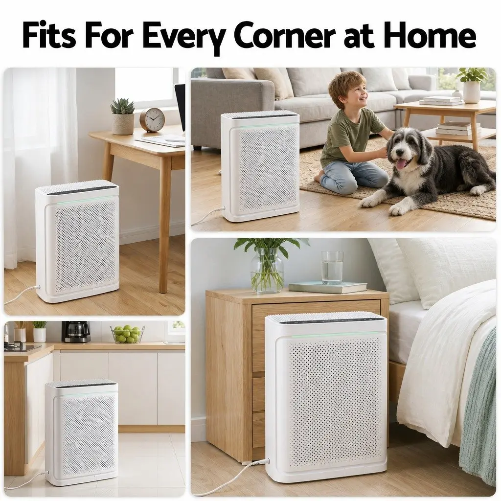 Air Purifier Bedroom HEPA Filter Digital PM2.5 Display White 200m³/h