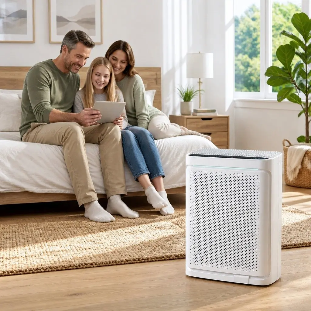 Air Purifier Bedroom HEPA Filter Digital PM2.5 Display White 200m³/h