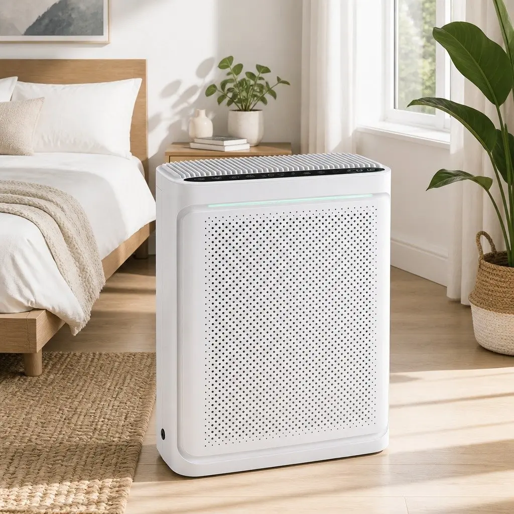 Air Purifier Bedroom HEPA Filter Digital PM2.5 Display White 200m³/h