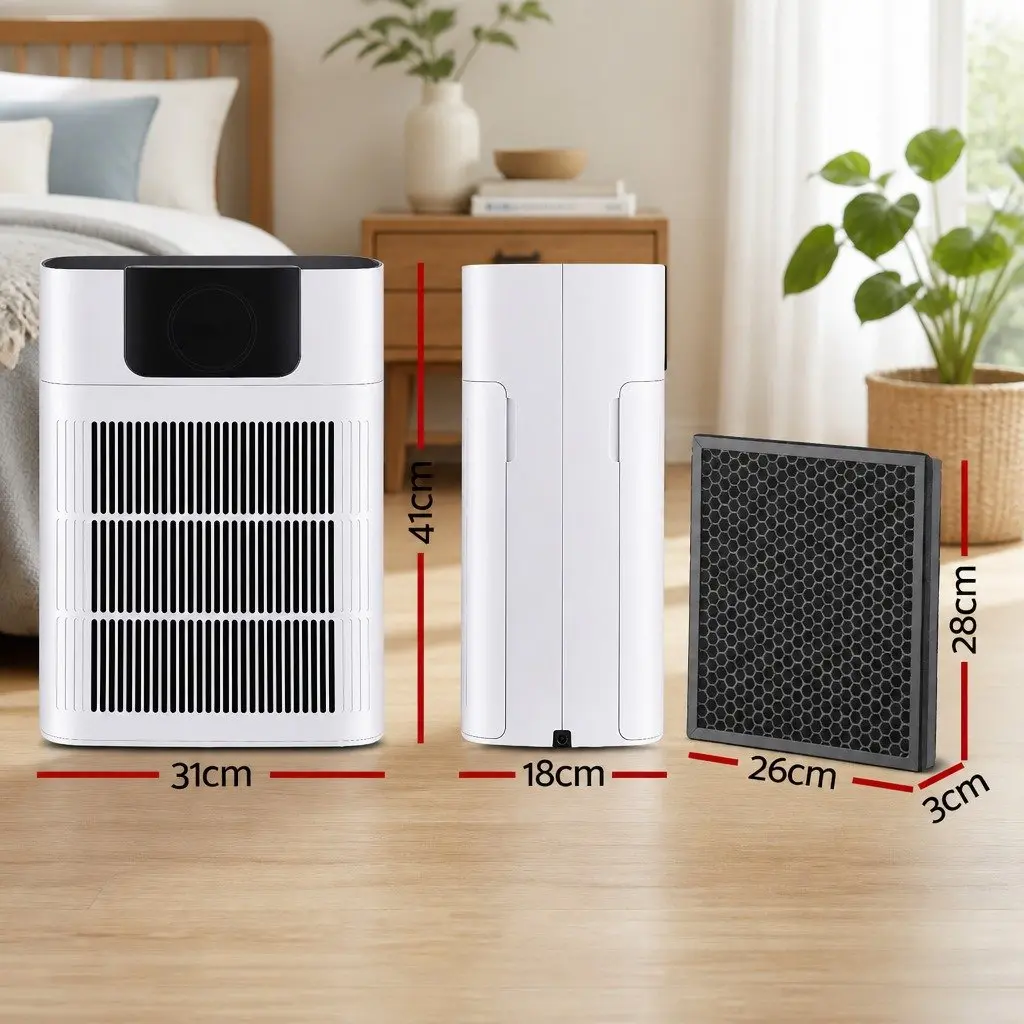 Pet Air Purifier H12 HEPA Filter Cleaner Double Sided Intake PM2.5 Display White