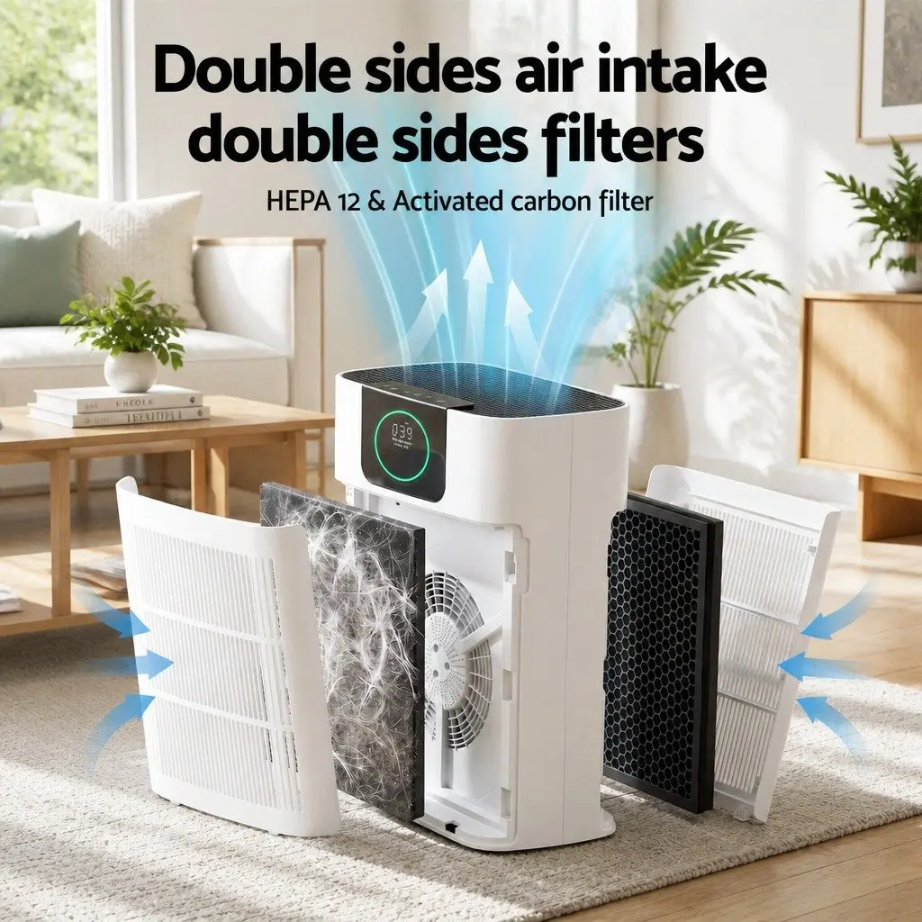Air Purifier Filter Replacement H12 HEPA 2 Pack Dual Intake Purifier Pet Home