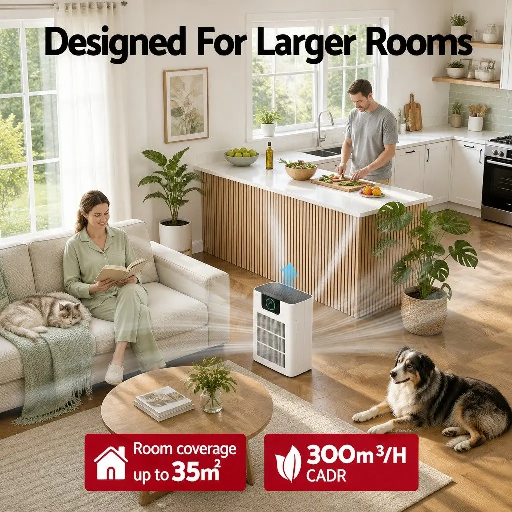 Pet Air Purifier 3 Stage HEPA Filter PM2.5 Display Auto Sleep Mode White