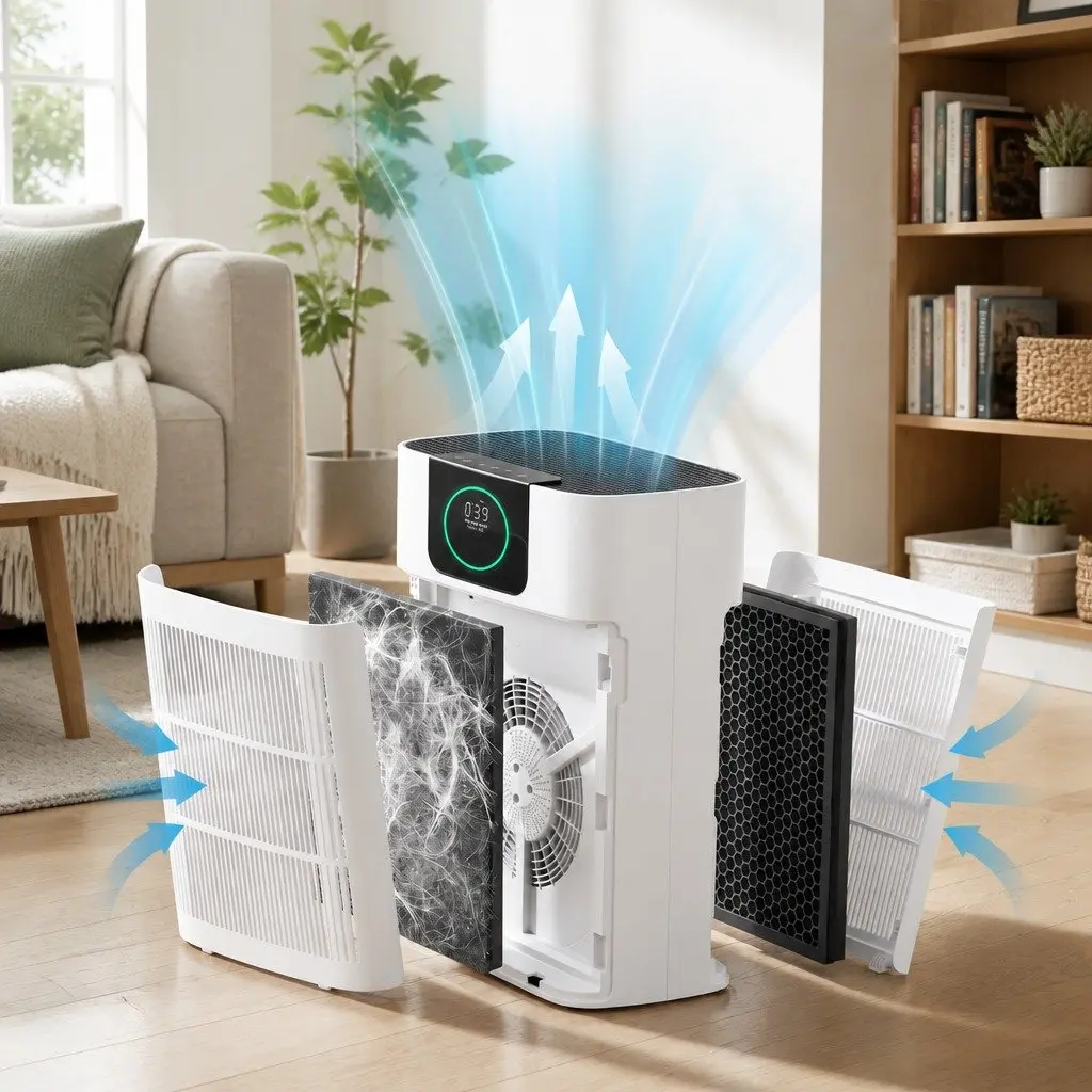 Pet Air Purifier 3 Stage HEPA Filter PM2.5 Display Auto Sleep Mode White