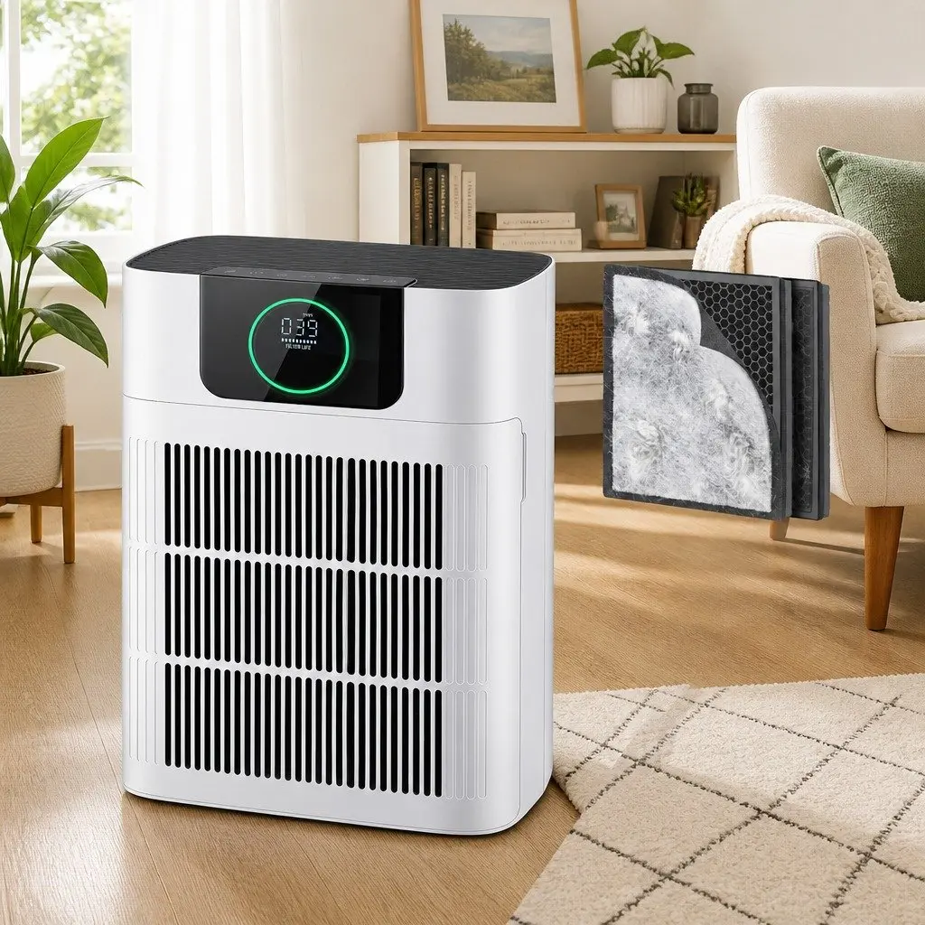 Pet Air Purifier 3 Stage HEPA Filter PM2.5 Display Auto Sleep Mode White