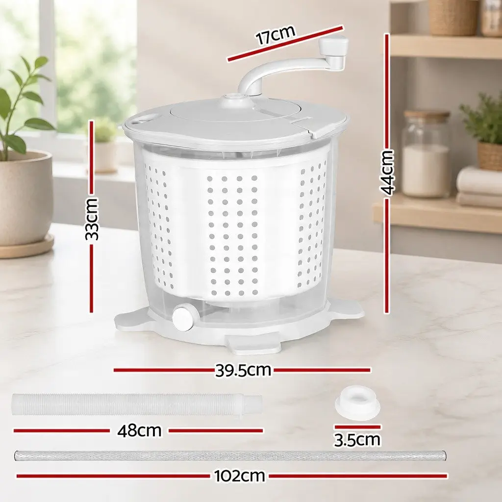 Portable Washing Machine Manual Dryer Compact Caravan Camping Apartment White