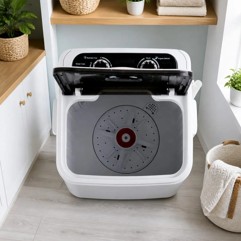 Portable Washing Machine 4.6kg Capacity Lightweight Compact Home Laundry Black