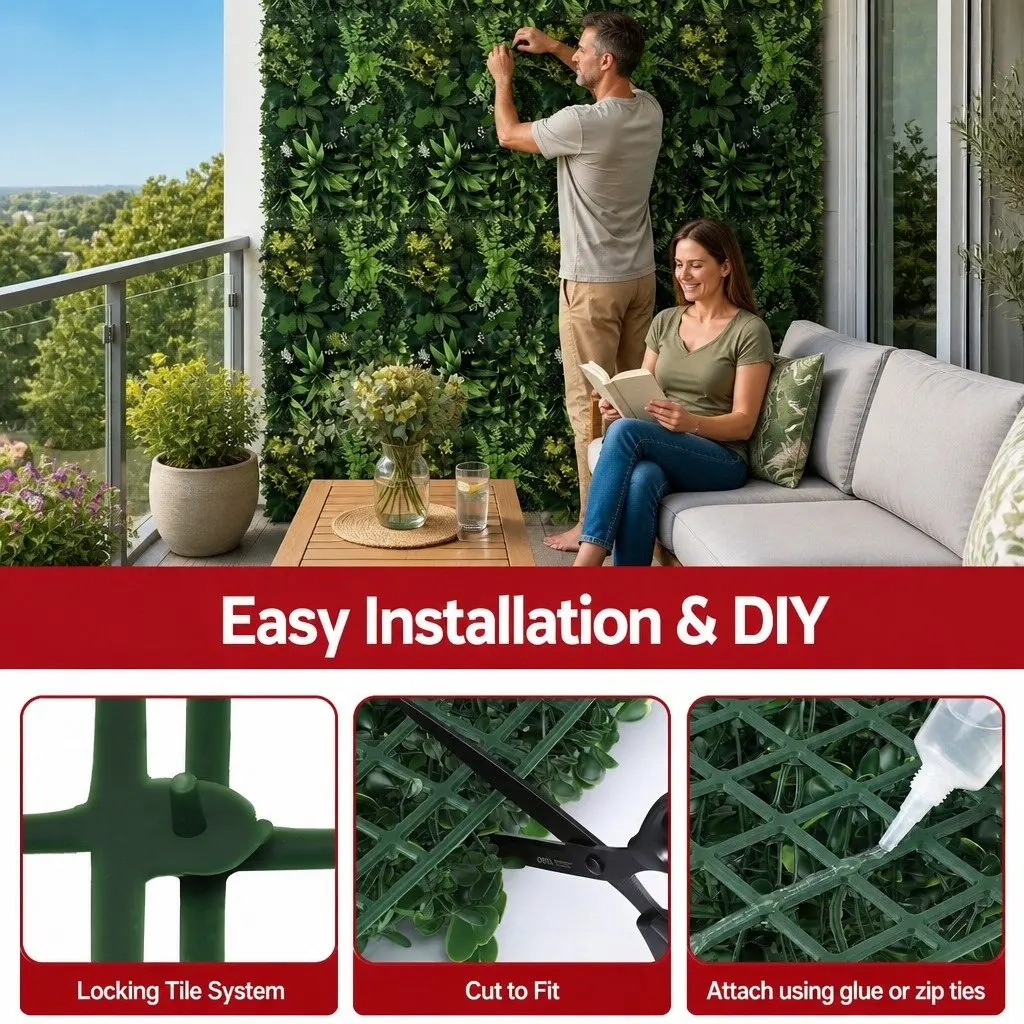 Artificial Plant Wall Panel Indoor 40x60cm Green Boxwood Hedge Backdrop Decor