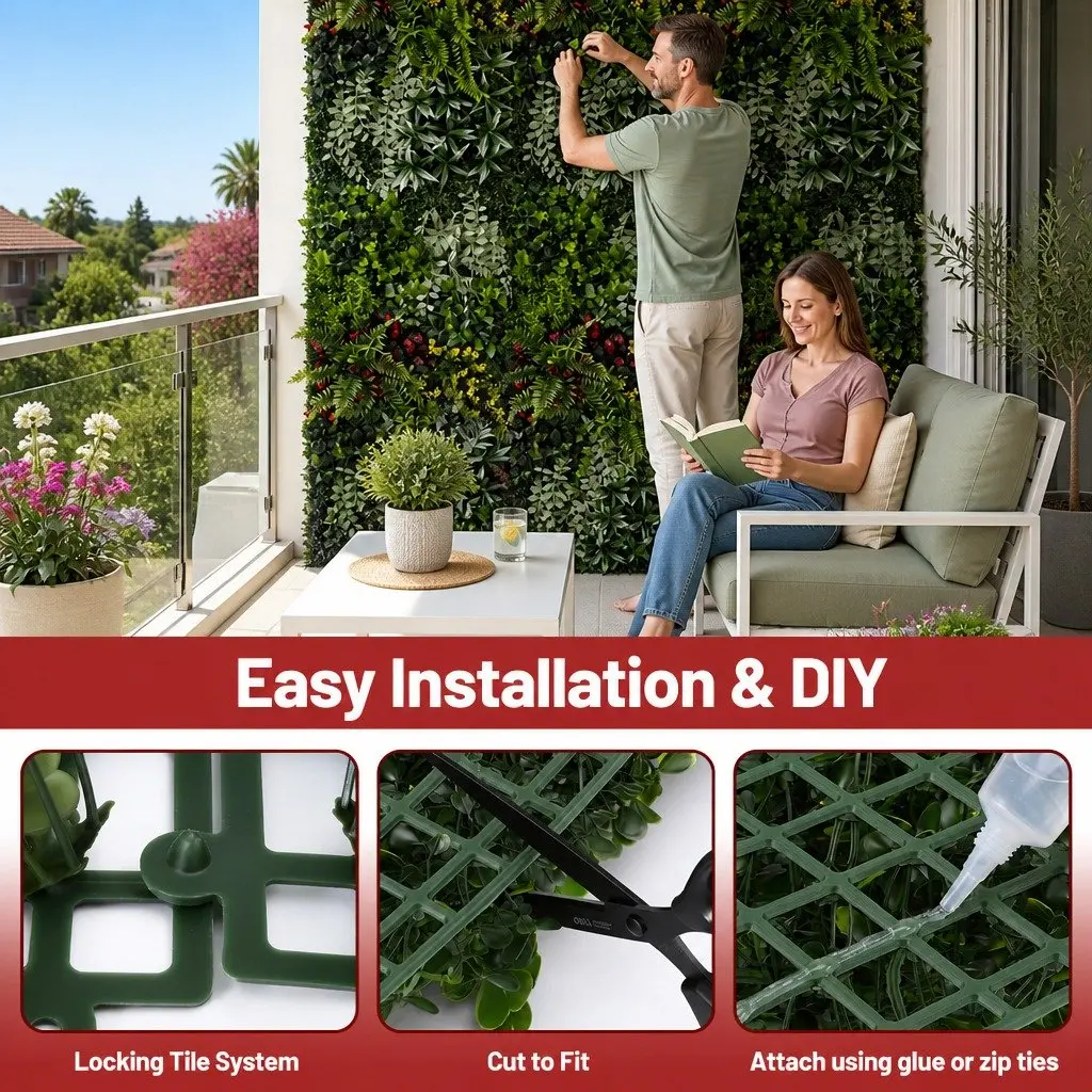 Artificial Plant Wall Panel Indoor Outdoor 50x100cm Green Decor