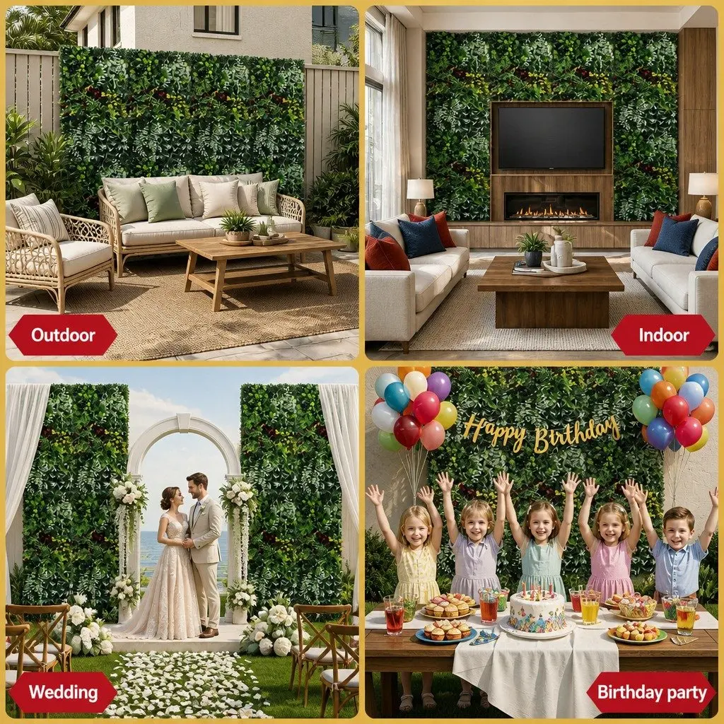 Artificial Plant Wall Panel Indoor Outdoor 50x100cm Green Decor