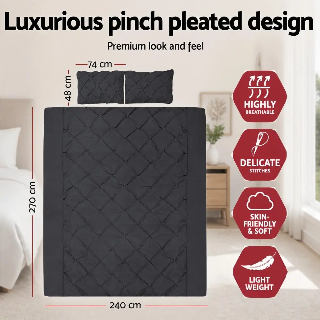 Quilt Cover Set Super King Black 3 Piece