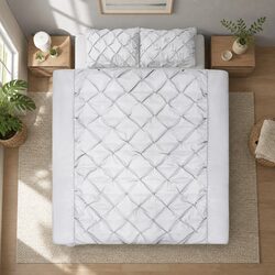 King Size Quilt Cover Set – Diamond Pintuck in Grey