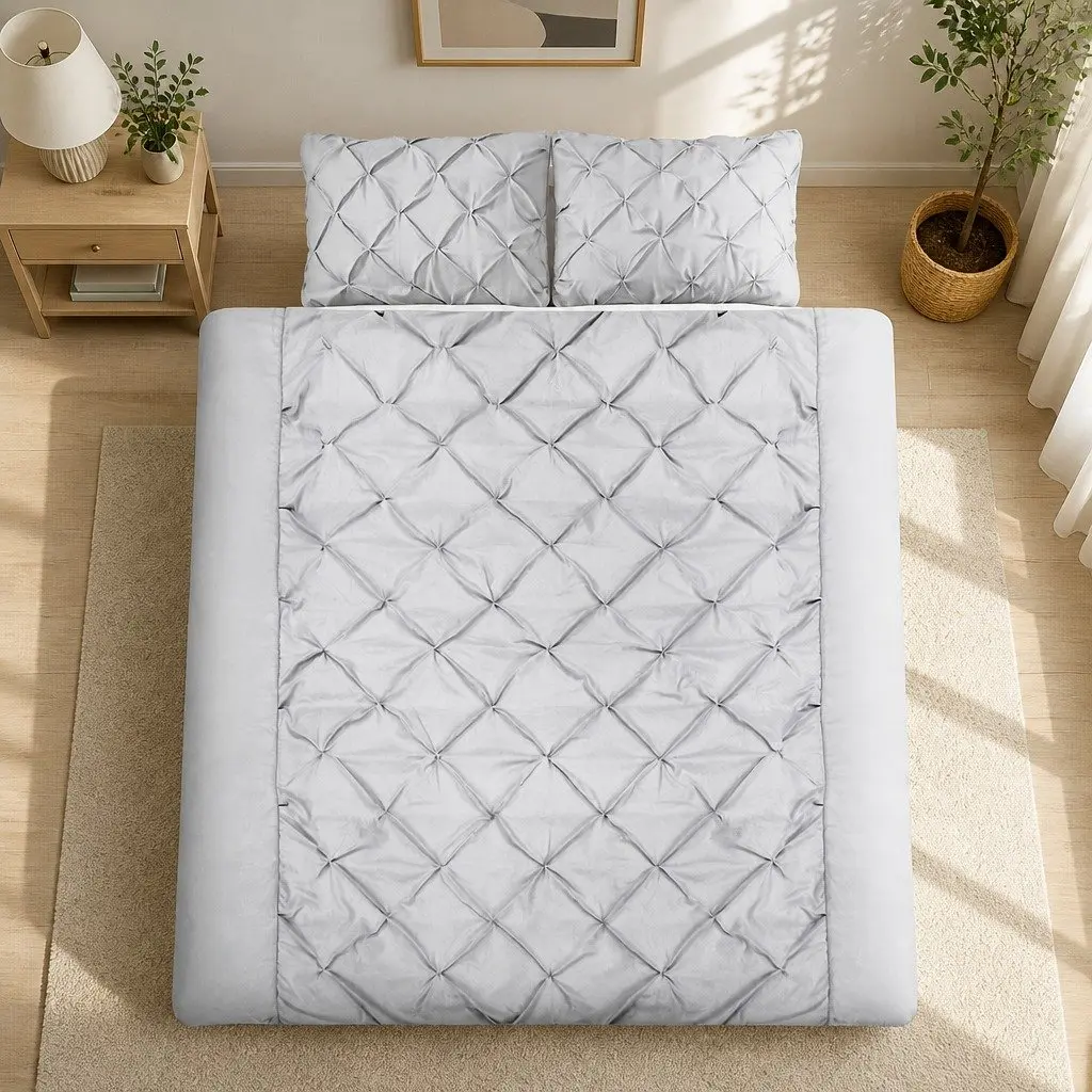 3-Piece Super King Quilt Cover Set in Grey Microfibre