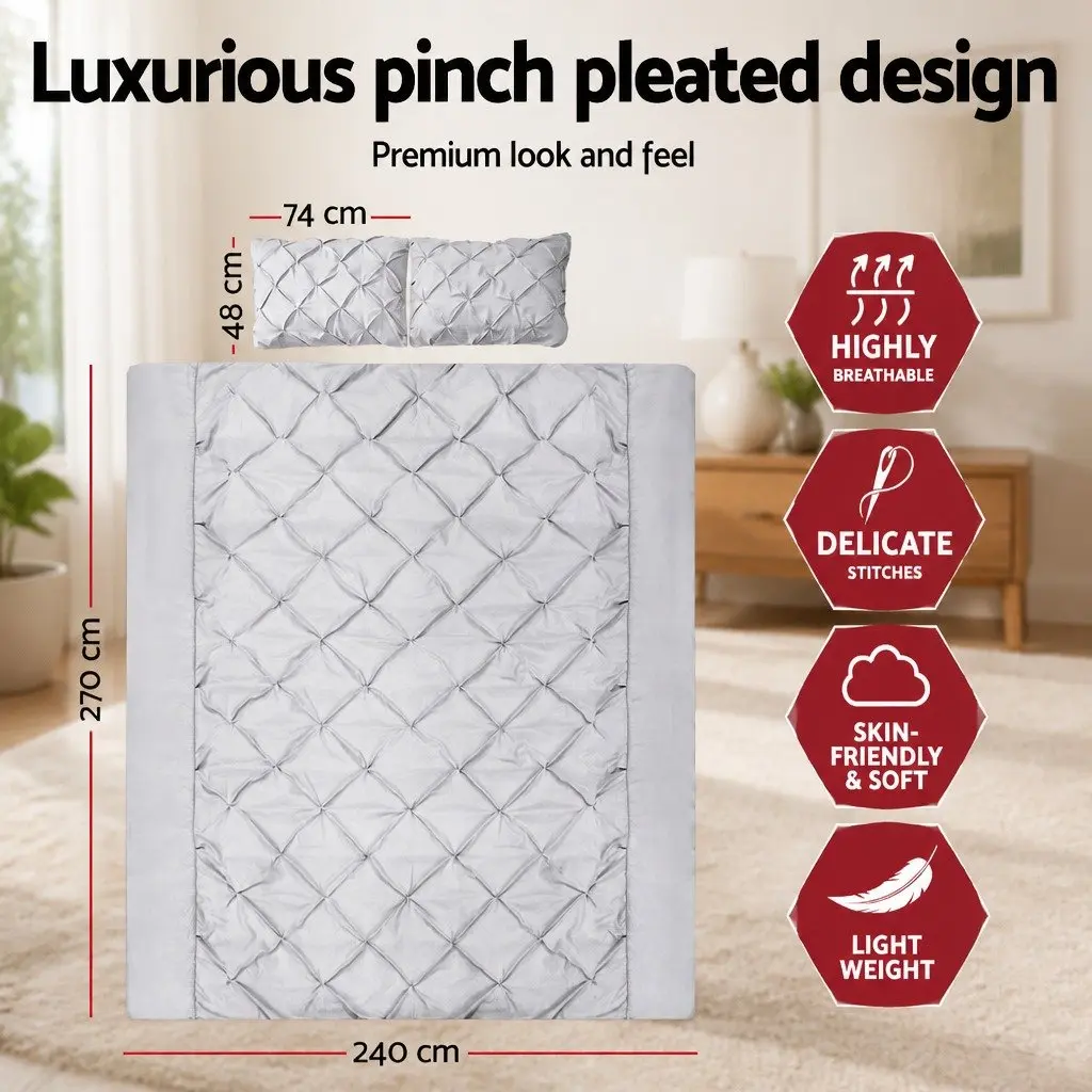 3-Piece Super King Quilt Cover Set in Grey Microfibre