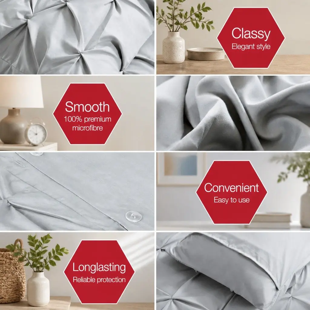 3-Piece Super King Quilt Cover Set in Grey Microfibre