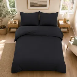 Super King Black Quilt Cover Set - 3 Pieces of Microfibre