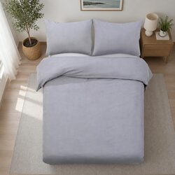 King Size Quilt Cover Set - 3 Pieces in Grey Microfibre