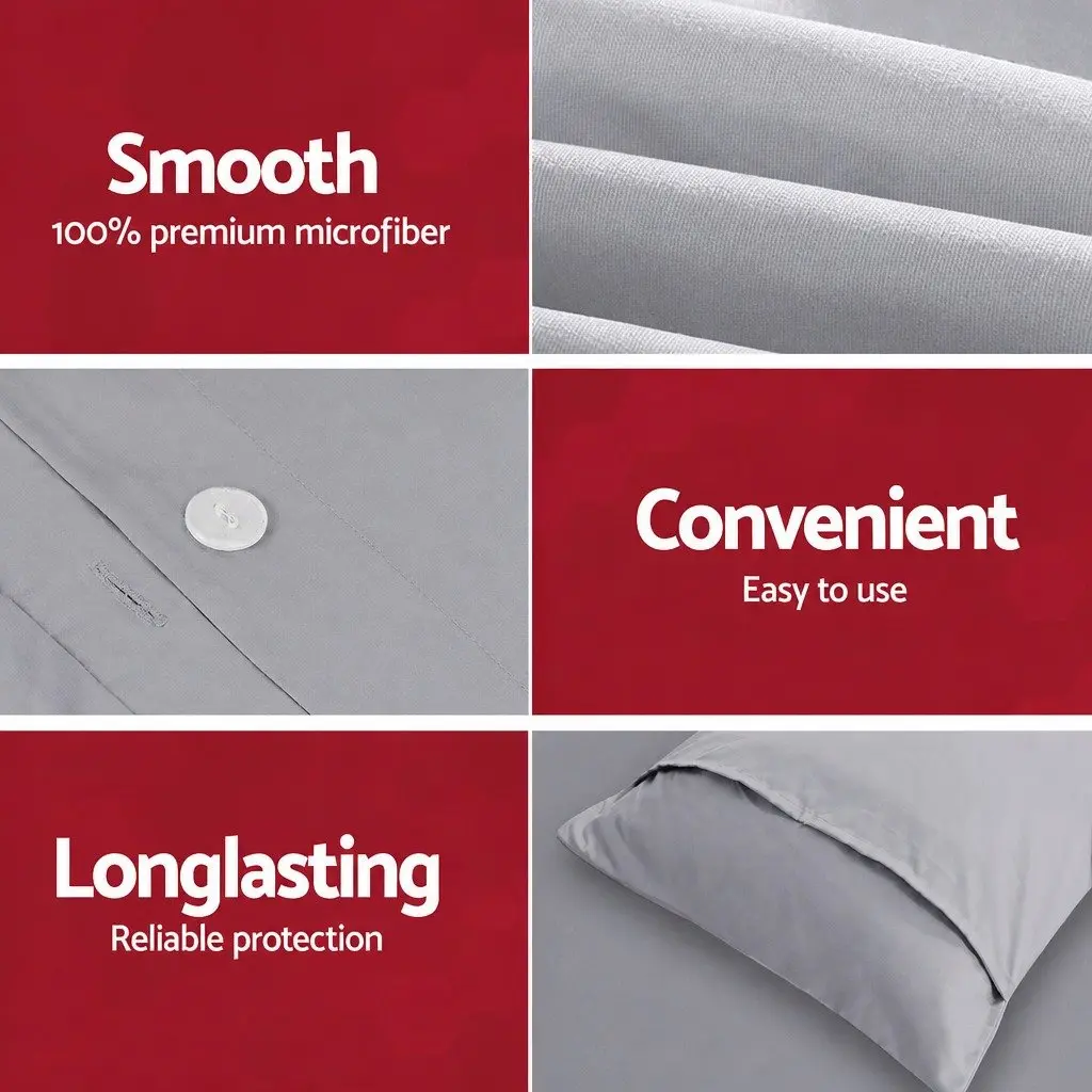 Queen Quilt Cover Set Grey 3 Piece Bedding Duvet Pillowcase Bedroom