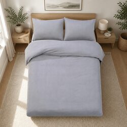Super King Quilt Cover Set - Grey Microfibre 3 Pieces