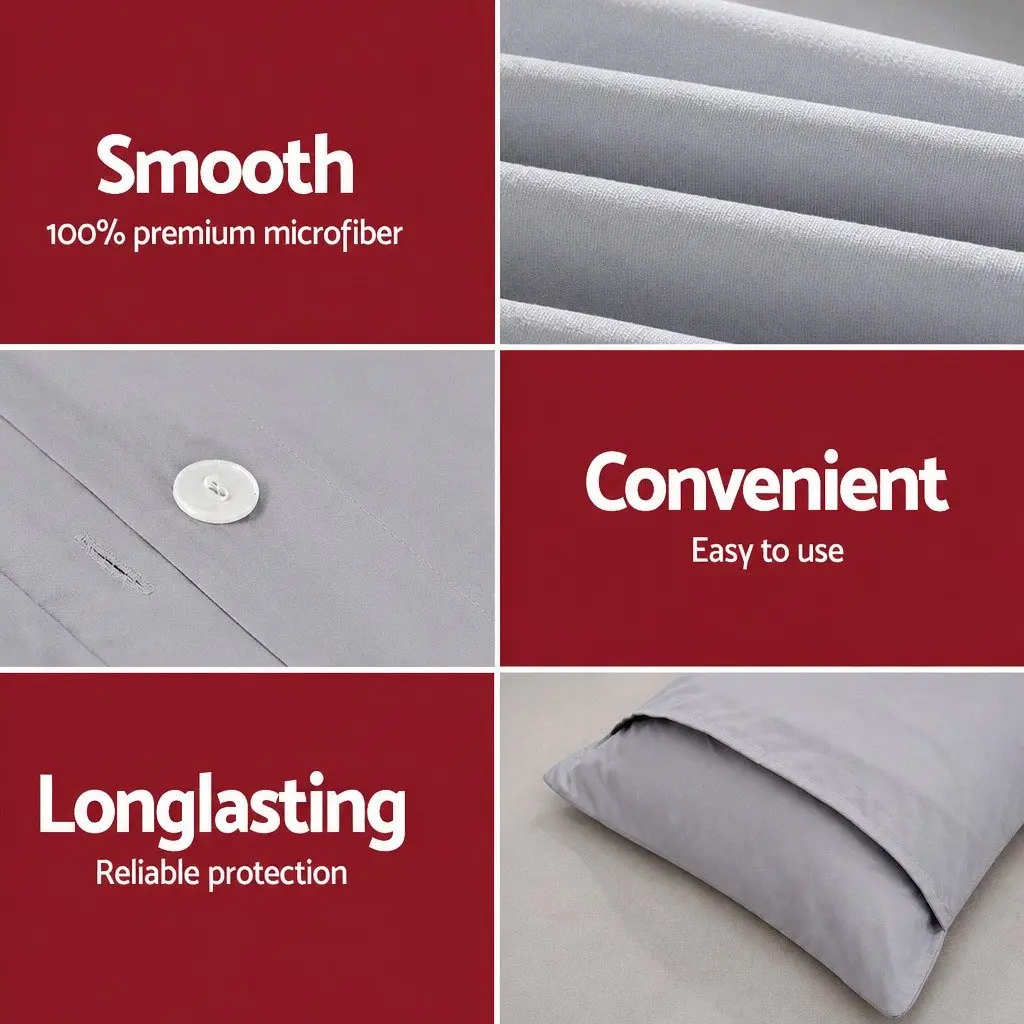Super King Quilt Cover Set Grey Microfibre 3 Piece Duvet Bedding