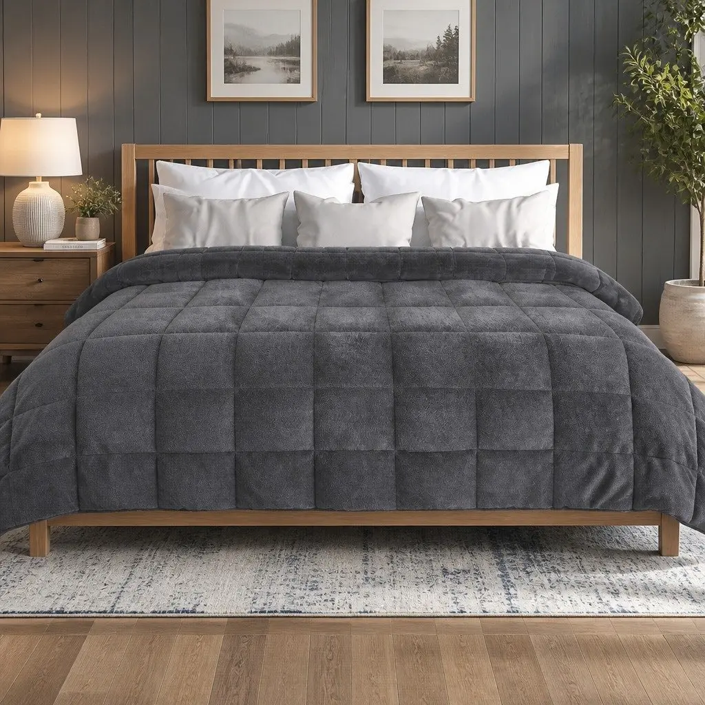 King Quilt Doona Comforter Blanket Polyester Filling Warm Bedding Sleeping Cover