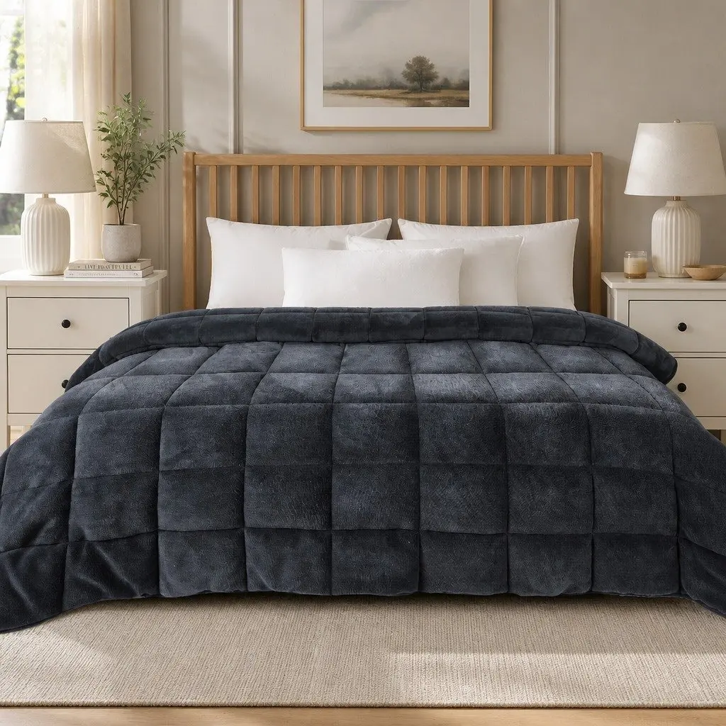 King Quilt Doona Comforter Blanket Polyester Filling Warm Bedding Sleeping Cover