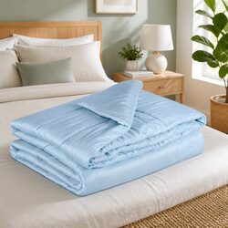 Tencel Quilt 200GSM Summer Comforter King Size Lightweight Soft Blanket Blue