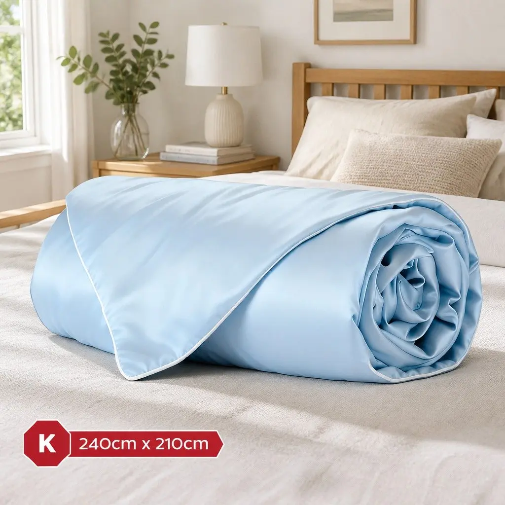 Tencel Quilt King Size Lightweight Blue Summer Comforter