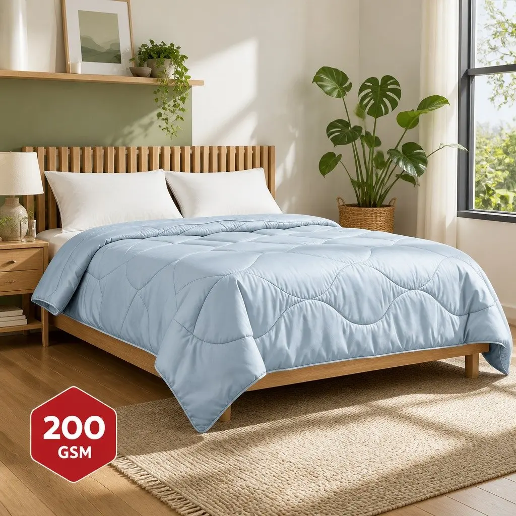 Tencel Quilt King Size Lightweight Blue Summer Comforter