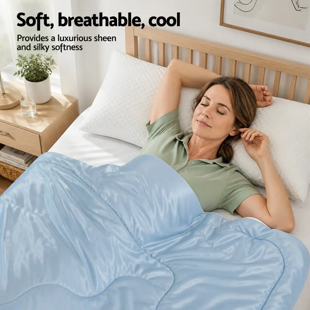 Tencel Quilt King Size Lightweight Blue Summer Comforter