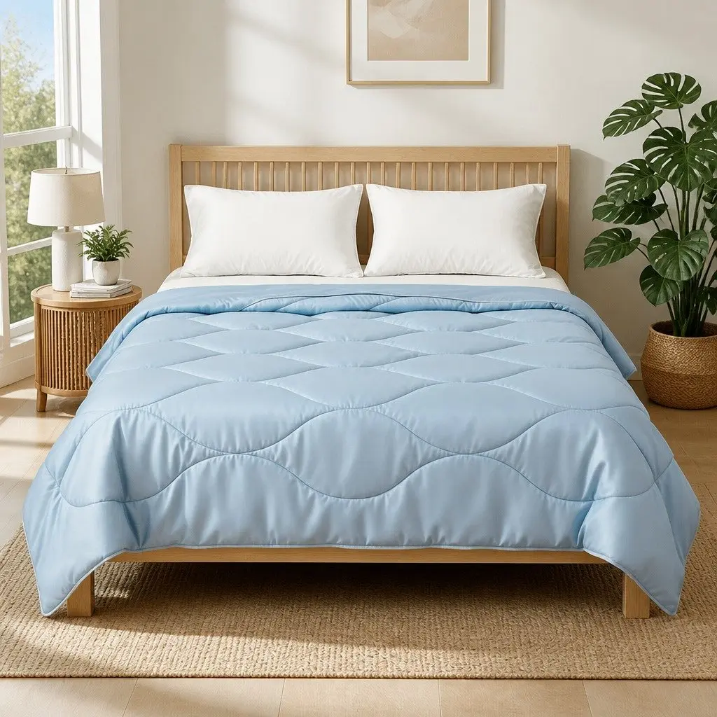 Tencel Quilt King Size Lightweight Blue Summer Comforter