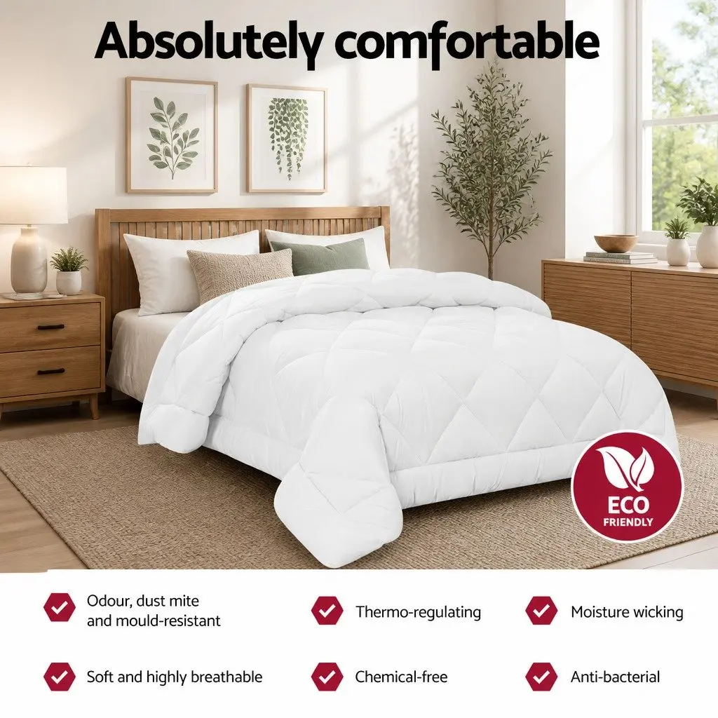 King Size Quilt Bamboo Microfibre Bedding White Diamond Stitch Baffle Box Design