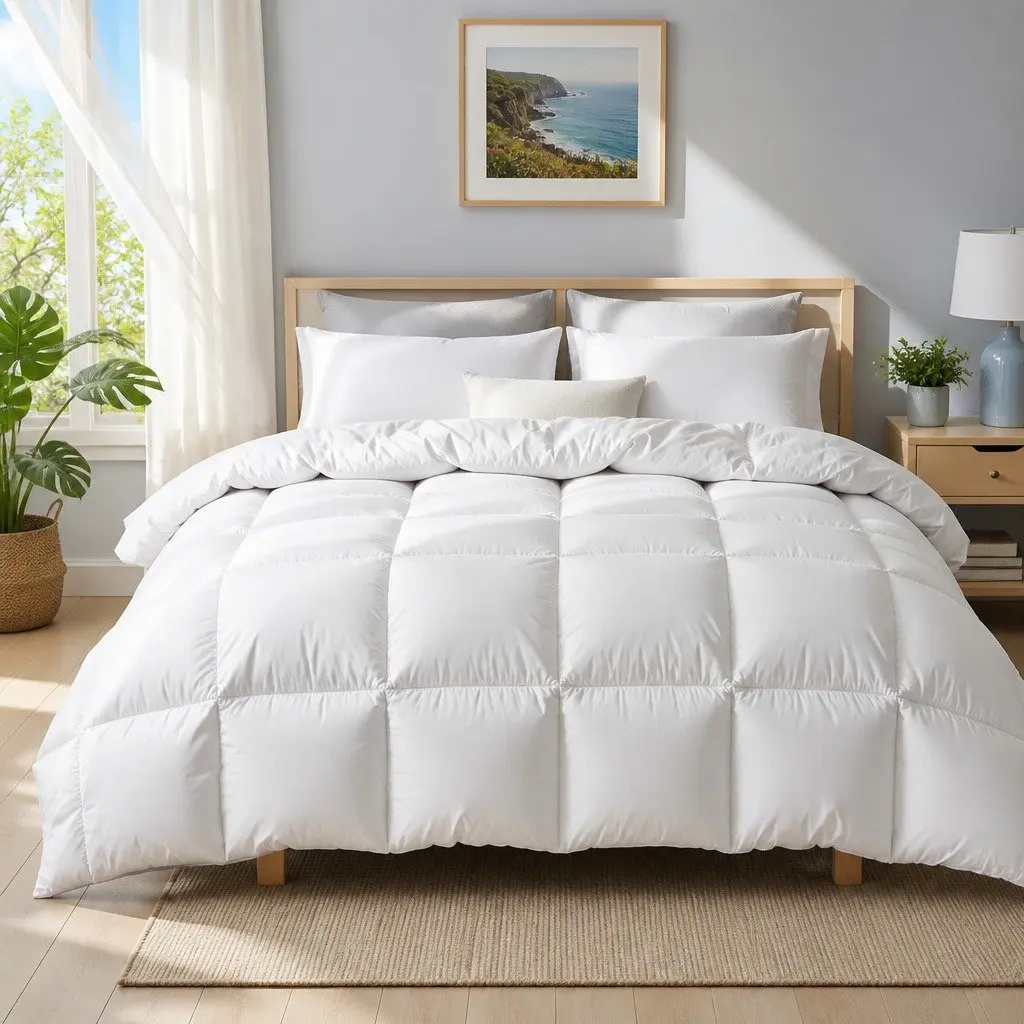 Duck Down Feather Quilt Double Bed Winter Doona 700GSM Baffle Construction White