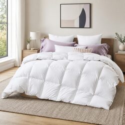 Duck Down Feather Quilt Queen Size 700GSM Baffle Construction White Cotton Cover