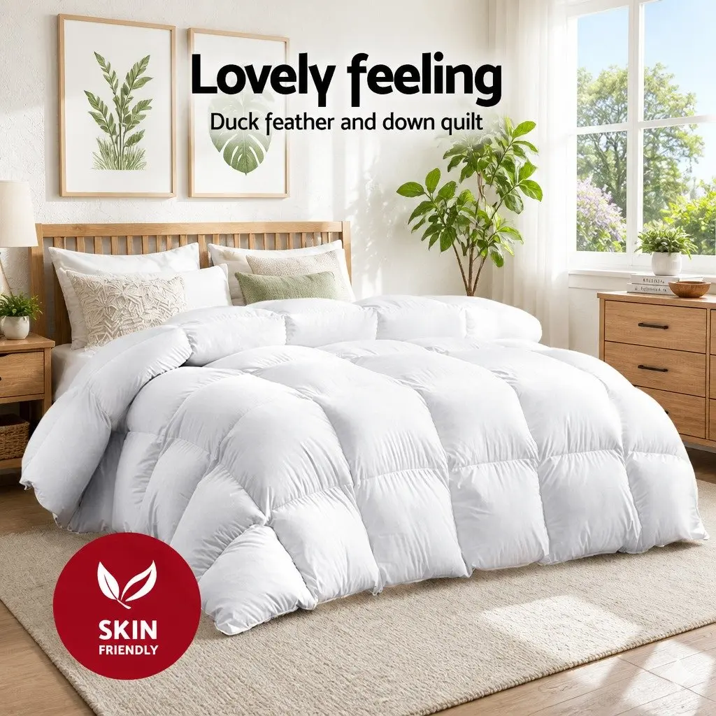 Duck Down Feather Quilt Single Bed Winter Doona Duvet Blanket White 700GSM