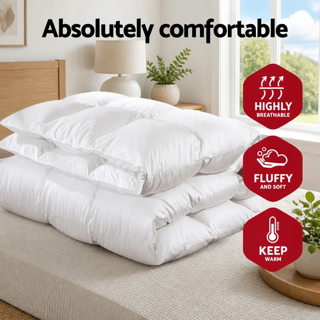 Duck Down Feather Quilt Single Bed Winter Doona Duvet Blanket White 700GSM
