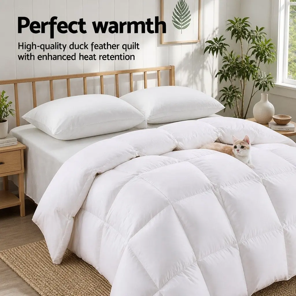 Duck Down Feather Quilt Single Bed Winter Doona Duvet Blanket White 700GSM