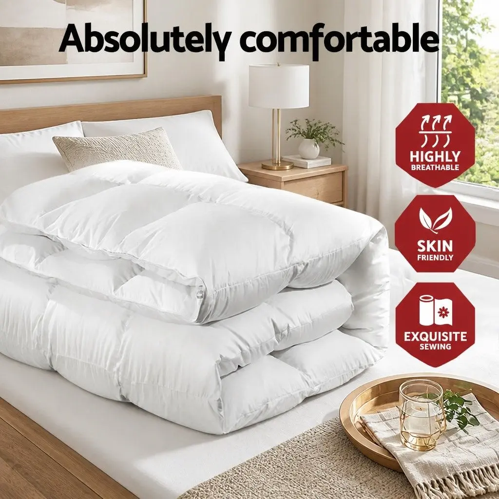 Duck Down Feather Quilt Super King 700GSM Cotton Cover