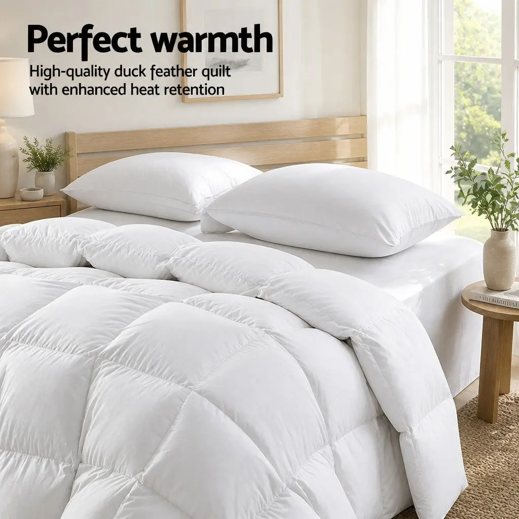 Duck Down Feather Quilt Super King 700GSM Cotton Cover