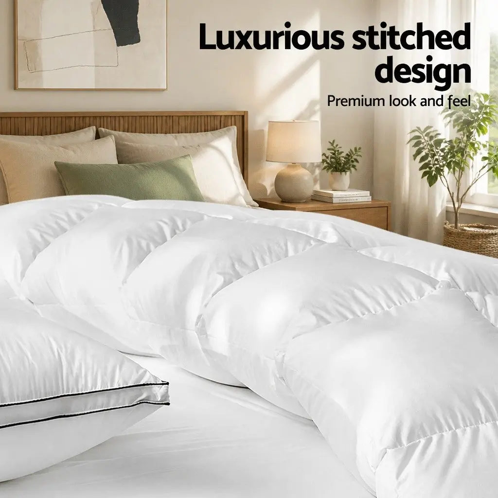 Duck Feather Down Quilt King Size Winter Bedding 500GSM Baffle Construction