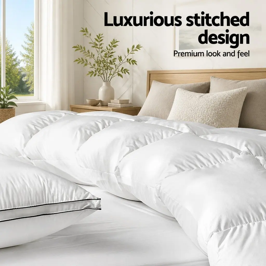 Duck Feather Down Quilt Queen Size Baffle Box Construction Winter Bedding White