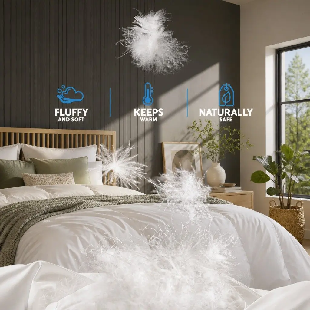 Duck Feather Down Quilt Queen Size Baffle Box Construction Winter Bedding White
