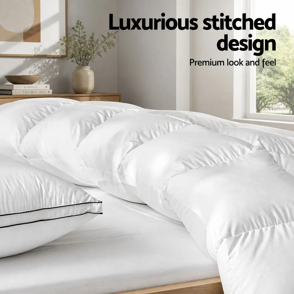 Super King Duck Feather Down Quilt 500GSM Winter Warmth White Bedding