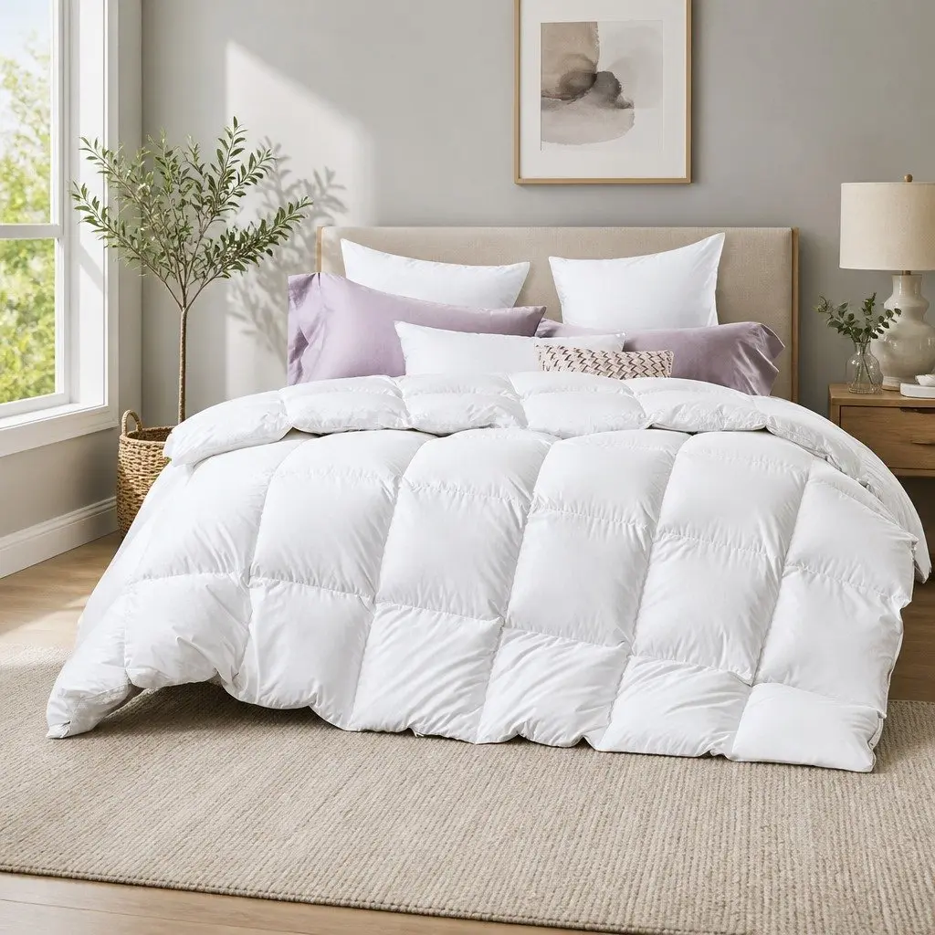 Super King Duck Feather Down Quilt 500GSM Winter Warmth White Bedding