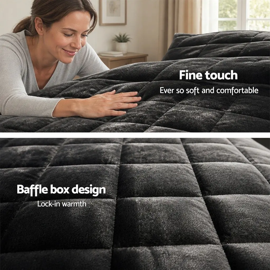Charcoal Double Faux Mink Quilt