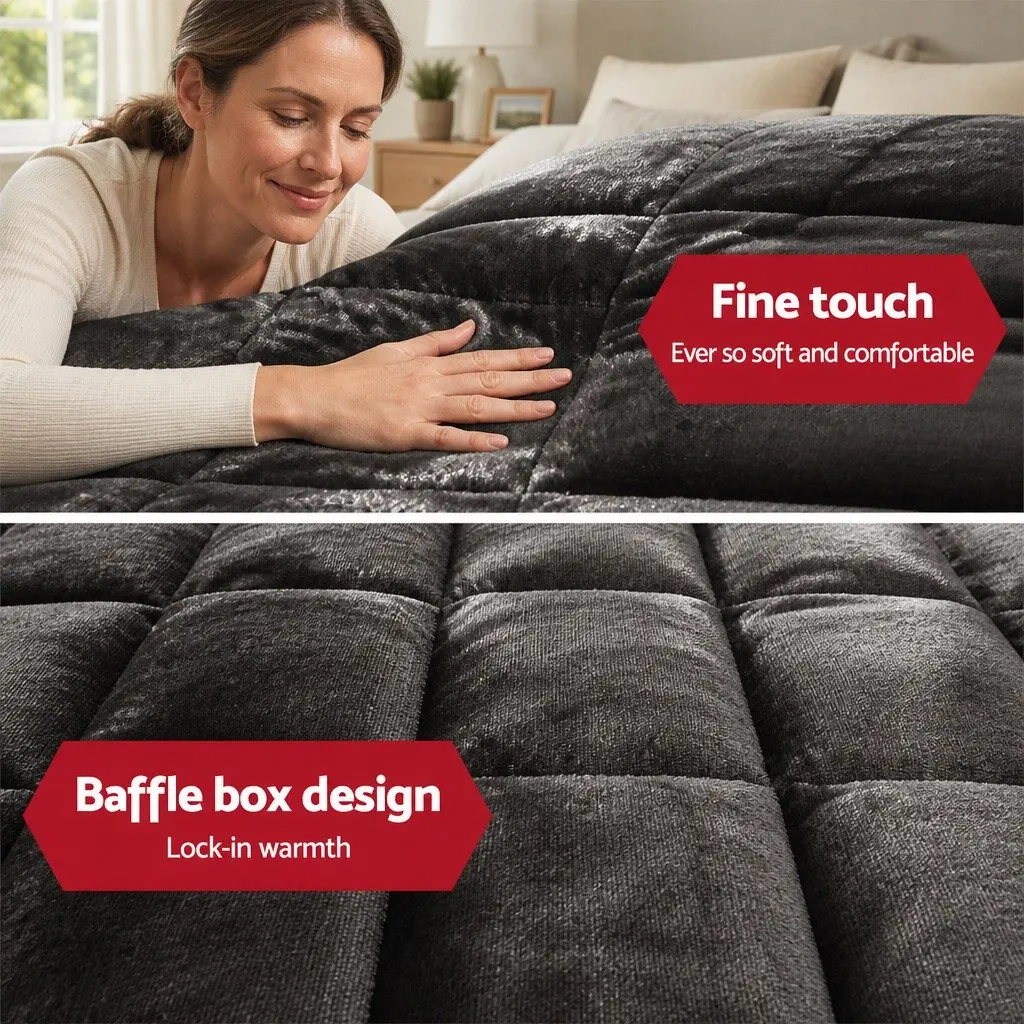 Faux Mink Quilt Queen Size Double-Sided Bedding Set with Pillowcases