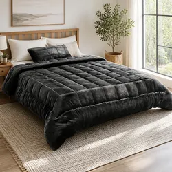 Single Charcoal Faux Mink Quilt - Specs and Features