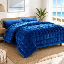 Faux Mink Quilt Queen Size Double-Sided Soft Winter Bedding with Pillowcases