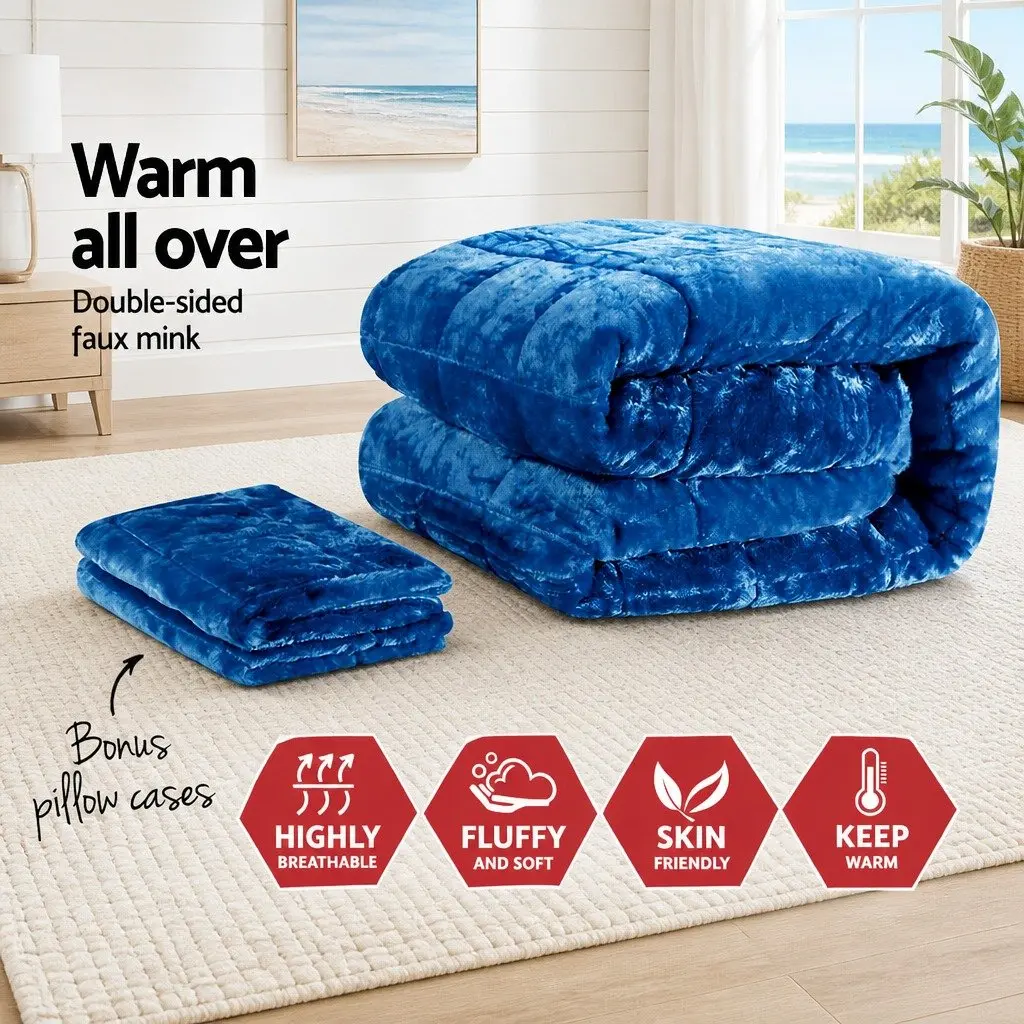 Faux Mink Quilt Queen Size Double-Sided Soft Winter Bedding