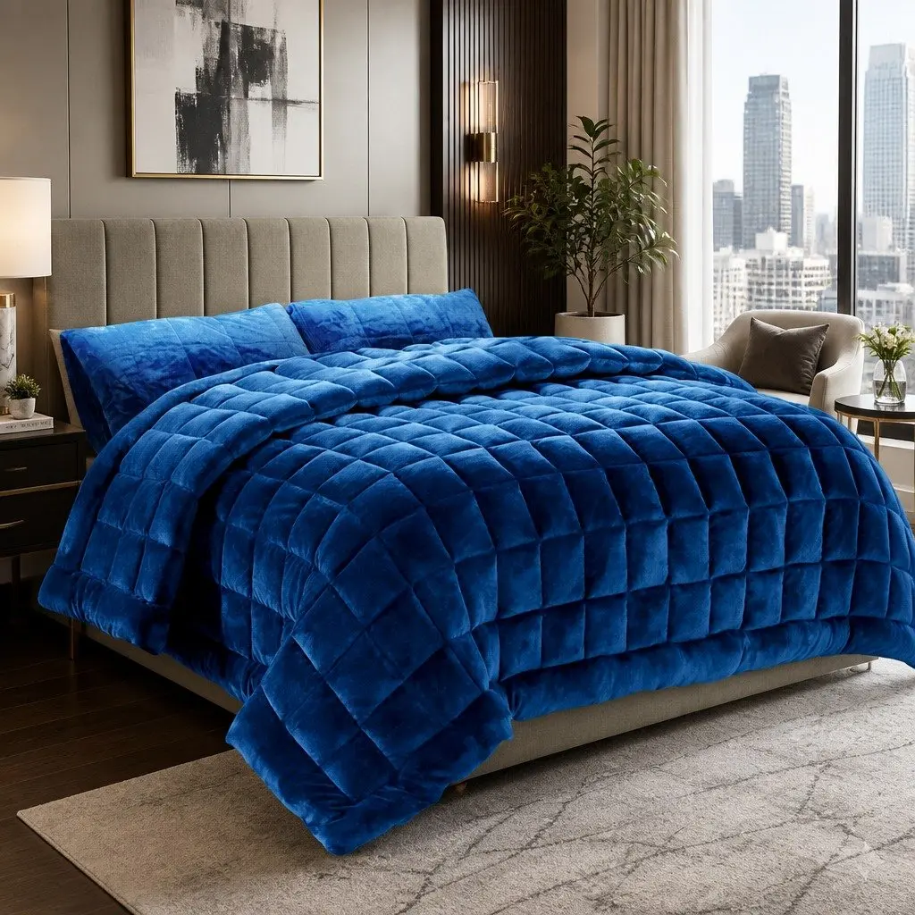Faux Mink Quilt Super King Size Winter Weight Double-Sided Soft Warm Bedding