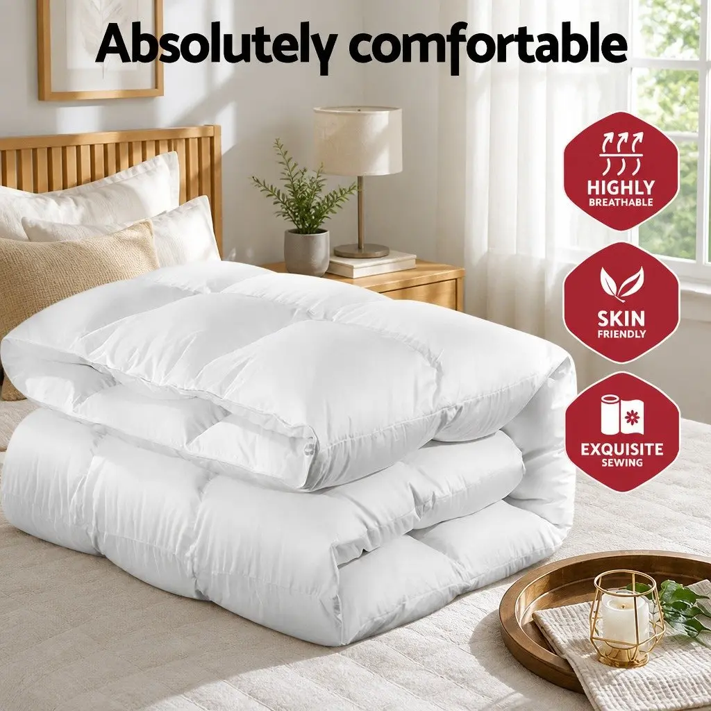 Super King Goose Down Feather Quilt Lightweight Baffle Box 700GSM Breathable Cotton Cover